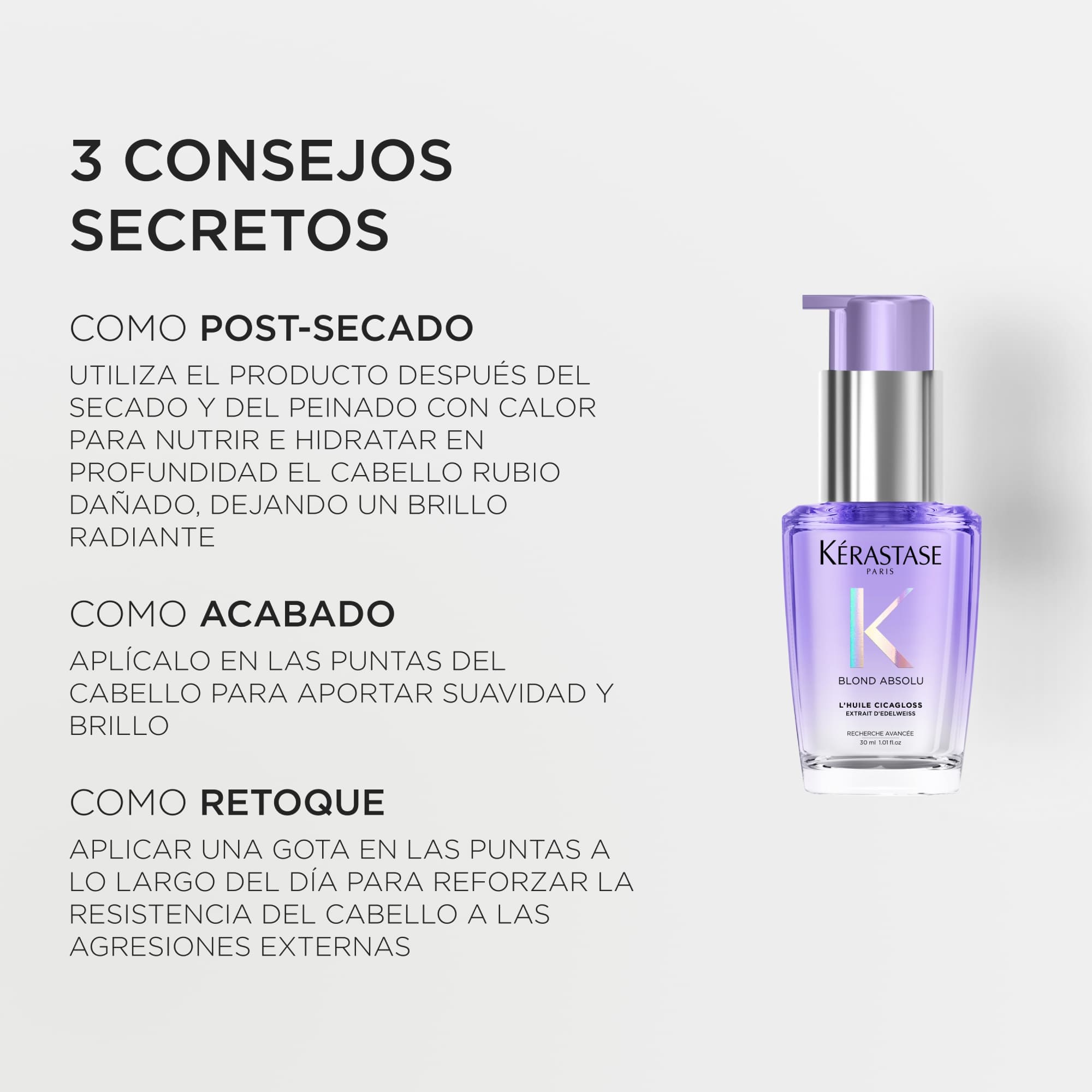 KÉRASTASE Aceite Capilar KERASTASE BLOND ABSOLU Huile Cicagloss 30 ml Roberta Beauty Club Tienda Online Productos de Peluqueria