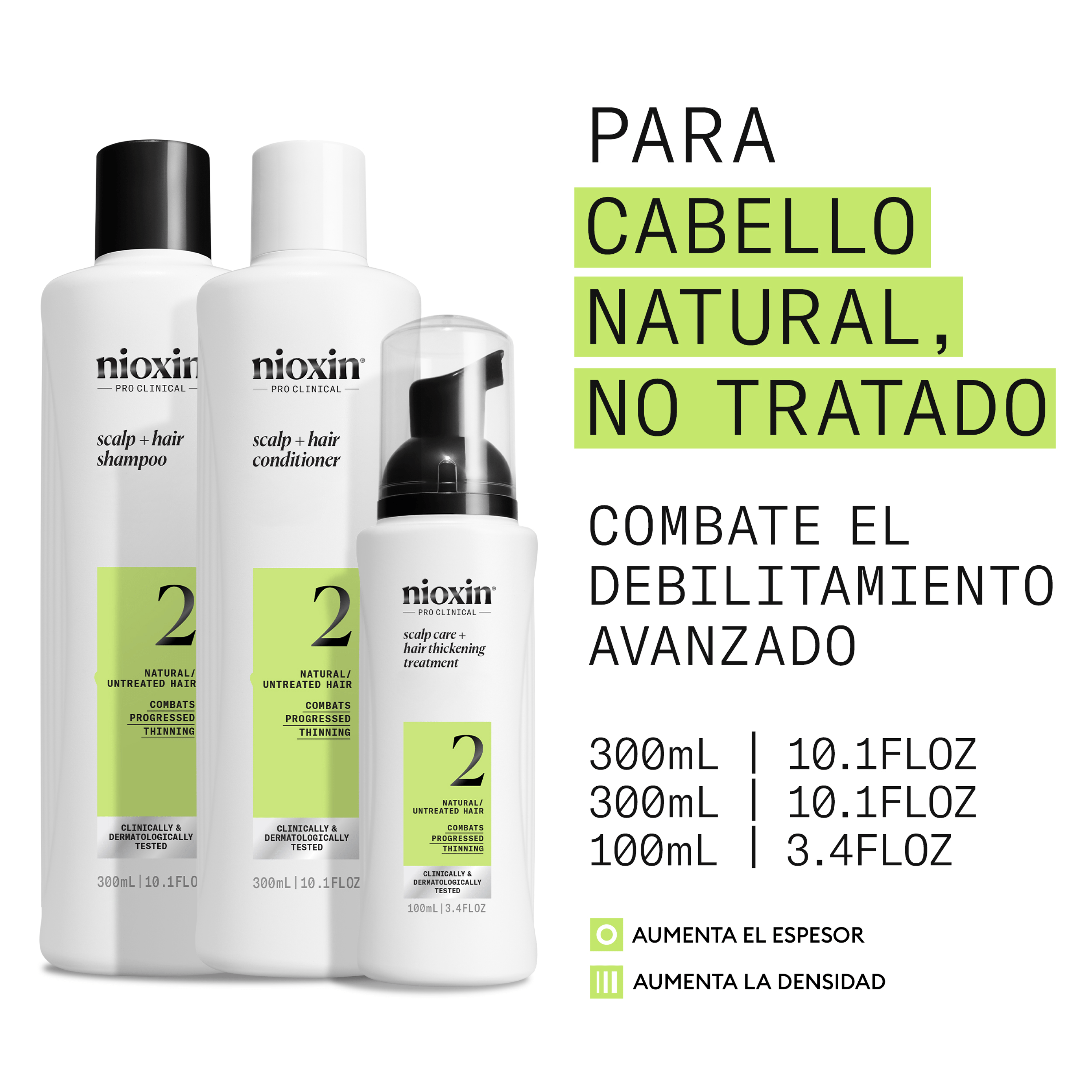 Nioxin Tratamiento SYSTEM 2 Kit Champú 300ml + Acondicionador 300ml +Tratamiento 100ml Roberta Beauty Club Tienda Online Productos de Peluqueria