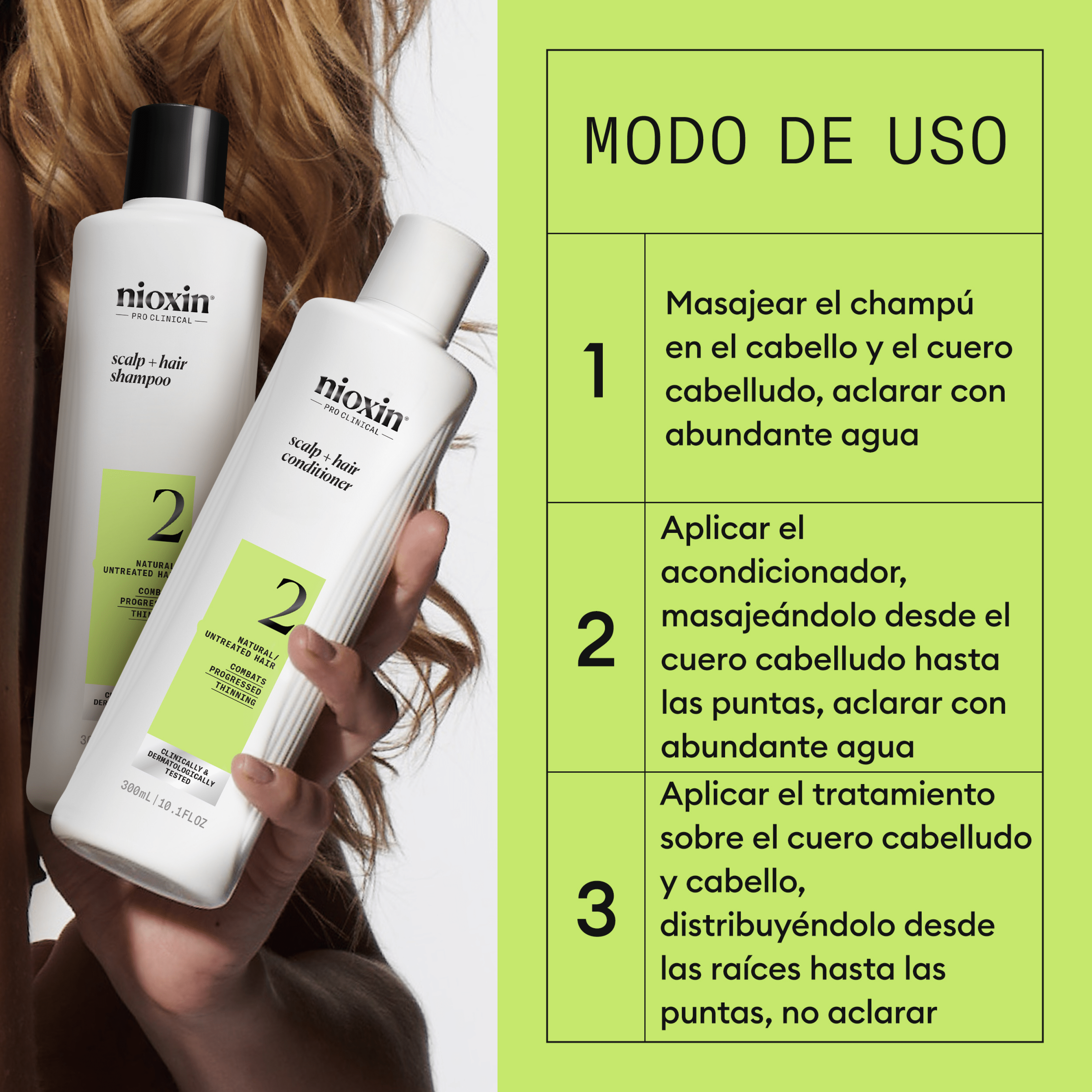 Nioxin Tratamiento SYSTEM 2 Kit Champú 300ml + Acondicionador 300ml +Tratamiento 100ml Roberta Beauty Club Tienda Online Productos de Peluqueria