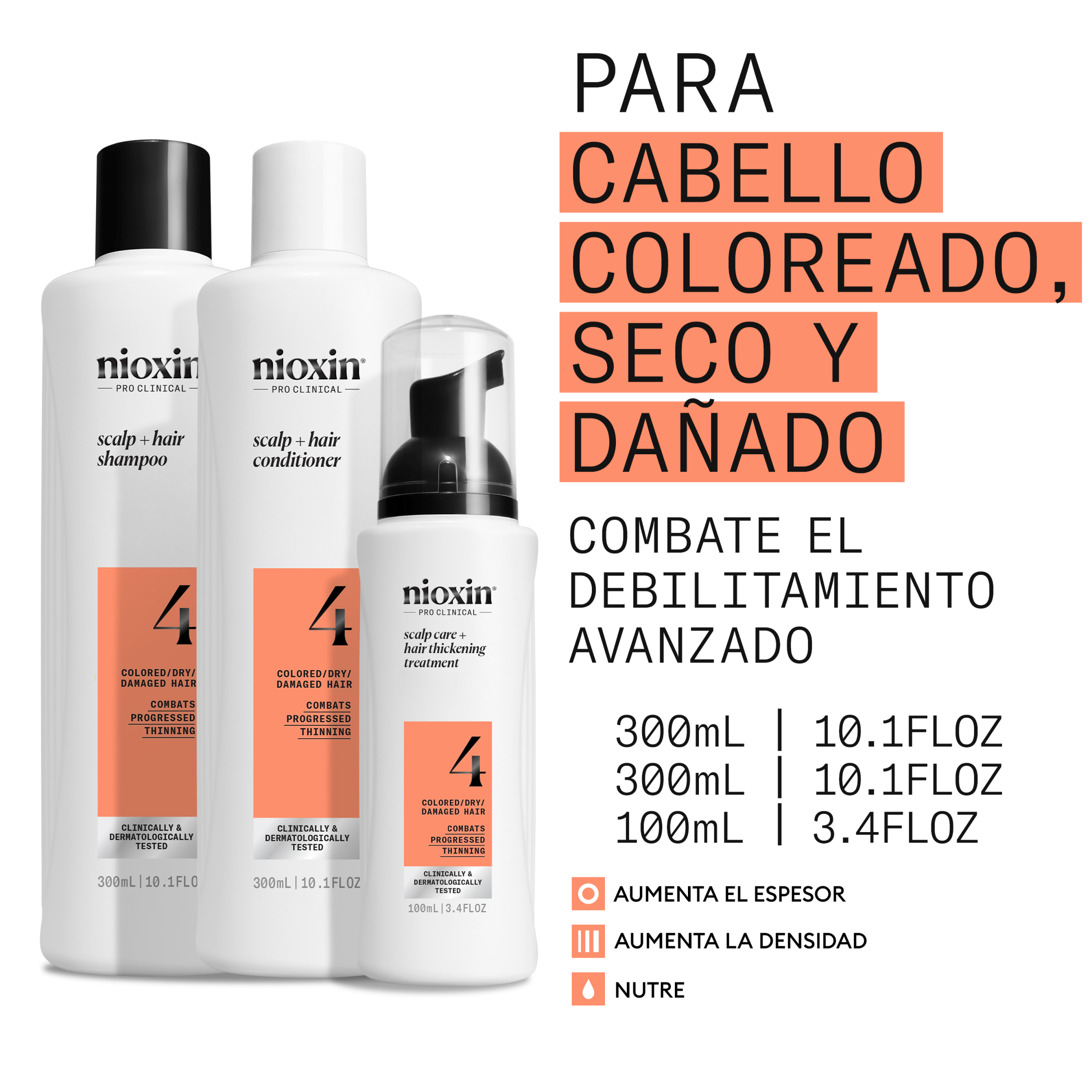 Nioxin Tratamiento SYSTEM 4 Kit Champú 300ml + Acondicionador 300ml +Tratamiento 100ml Roberta Beauty Club Tienda Online Productos de Peluqueria